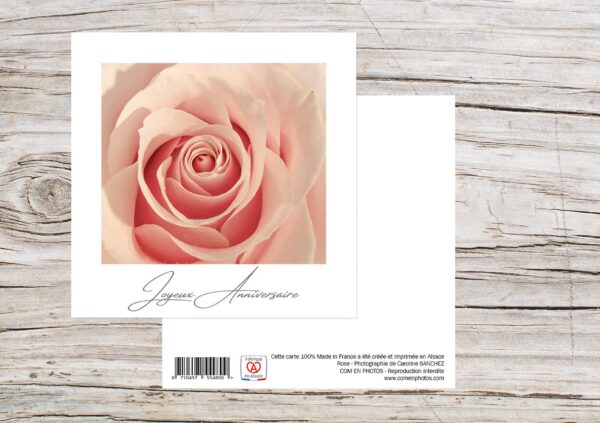 Carte Simple Format 12x12 cm avec enveloppe - Anniversaire Rose