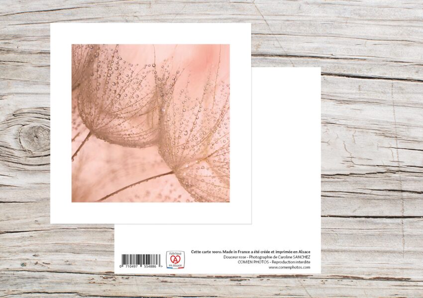 Carte Simple Format 12x12 cm avec enveloppe - Goutte rose