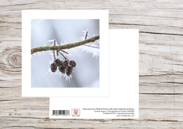 Carte Simple Format 12x12 cm avec enveloppe - Cristaux de glace
