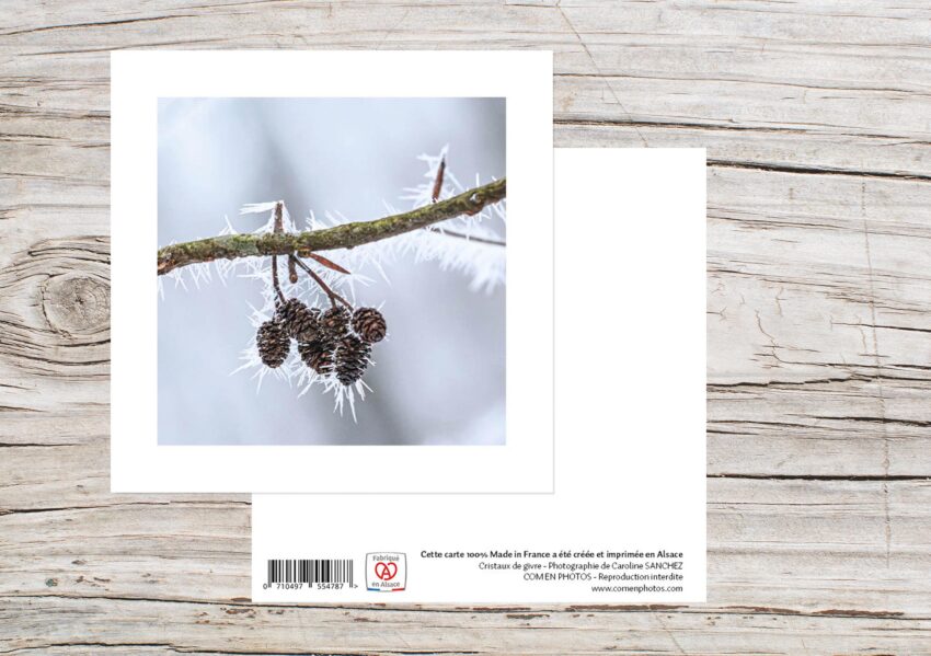 Carte Simple Format 12x12 cm avec enveloppe - Cristaux de glace