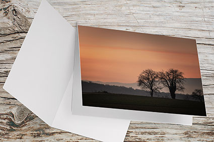 Carte Double Format 17x11.5cm avec enveloppe - Coucher du soleil Bernwiller